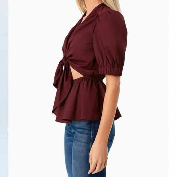 Tuckernuck | Hyacinth House | Piper Front Tie Cutout in Burgundy Size M Medium - Picture 2 of 11